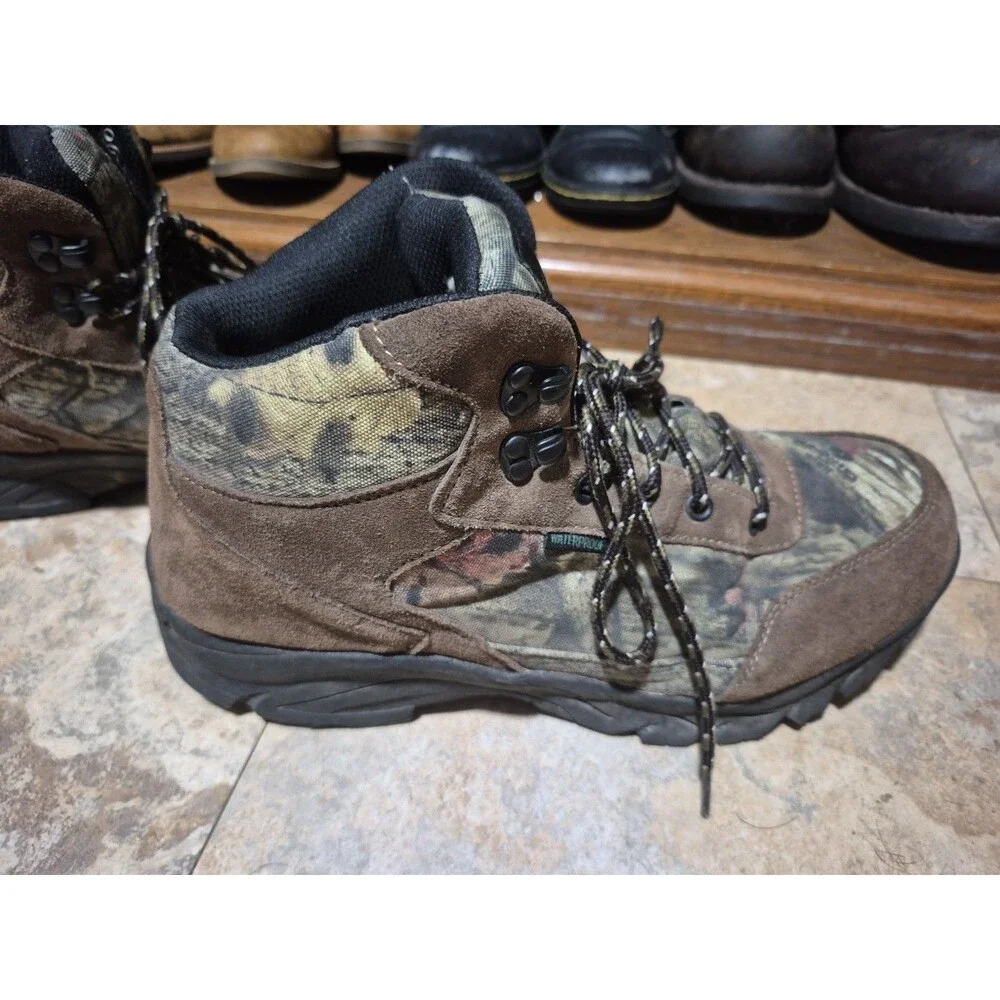 Ozark Trail Mens Hiking Boots Size 11 Waterproof Brown Camouflaged Camo Lace up